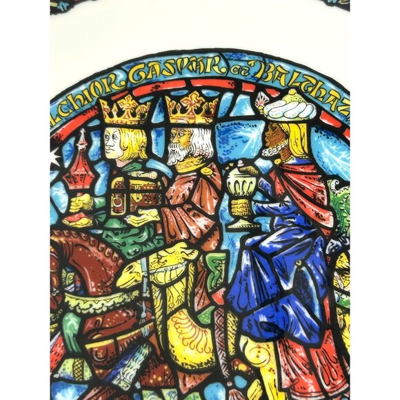 D’Arceau Limoges Christmas Plate Three Kings Stained Glass 8.5” 1981 Porcelain - Picture 3 of 14